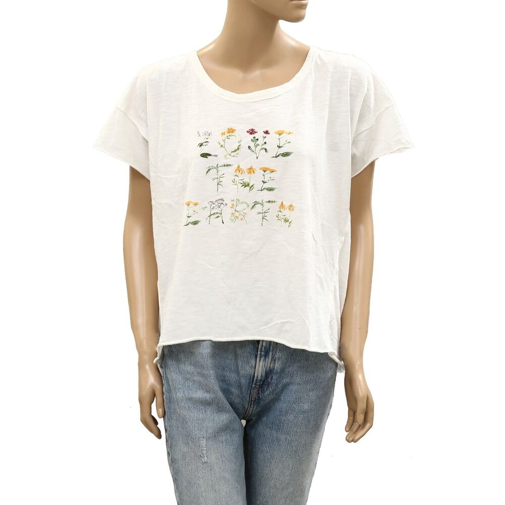 Anthropologie Lauren Filzenger Love The Earth Floral Tee Blouse Top M 287533